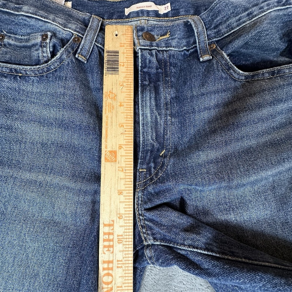 Levis Baggy Dad Jeans Womens 27 (Fits 29x30) Blue Denim Straight Barrel Loose - Picture 15 of 16